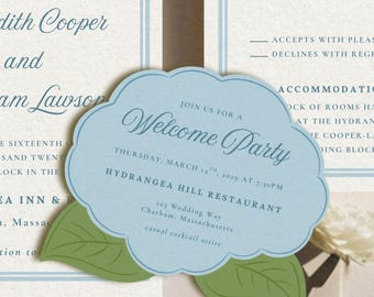 Hydrangea Details Card Template, Cut Out Card for Wedding Invitation, RSVP Card, Welcome Party, Rehearsal Dinner, Editable and Printable