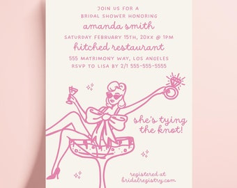 She's Tying The Knot Bridal Shower Invitation, She's Tying The Knot Editable Invite, Printable Invitation for Bridal Shower, Trendy Pink Bow