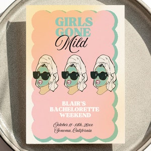 Girls Gone Mild vrijgezellenfeest uitnodiging, ontspannen spaweekend Bachfeest, rustige vrijgezellenuitnodiging, nuchtere vrijgezellenfeest