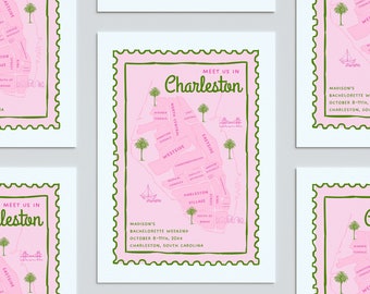 Charleston Bachelorette Itinerary | Charleston Bach Invitation | Charleston Bachelorette Party | Editable Bach Itinerary | Printable Invite