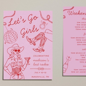 Last Rodeo Bachelorette Itinerary Template, Nashville Bachelorette, Editable Invitation, Printable Invite, Western Cowgirl Themed Invitation