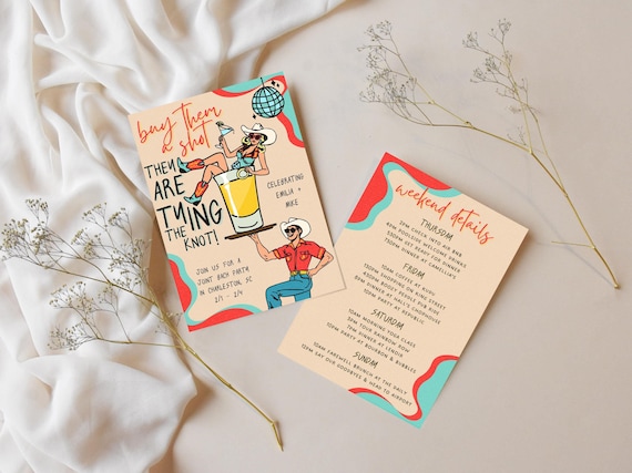 Joint Bachelor and Bachelorette Party Invite, Joint Bachelor and Bachelorette Invitation, Joint Bach Party Itinerary, Coed Shower Invitation