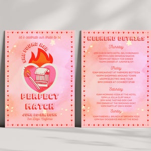 Elle a trouvé son partenaire idéal | d&#39;invitation d&#39;enterrement de vie de jeune fille | Itinéraire Bach modifiable | Correspondance parfaite | Faire-part à imprimer à la maison