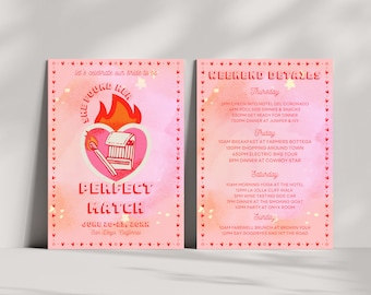 She Found Her Perfect Match | Bachelorette Party Invitation Template | Editable Bach Itinerary | Perfect Match | Print at Home Invitation