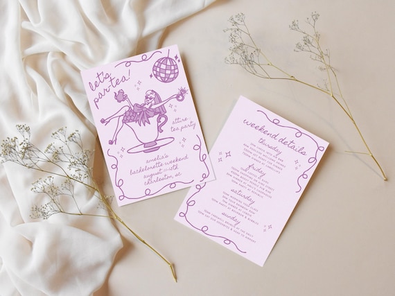Tea Party Bachelorette Invitation Template, Bachelorette Tea Party Invite, Tea Party Invitation, Let's Par Tea, Tea With The Bride To Be