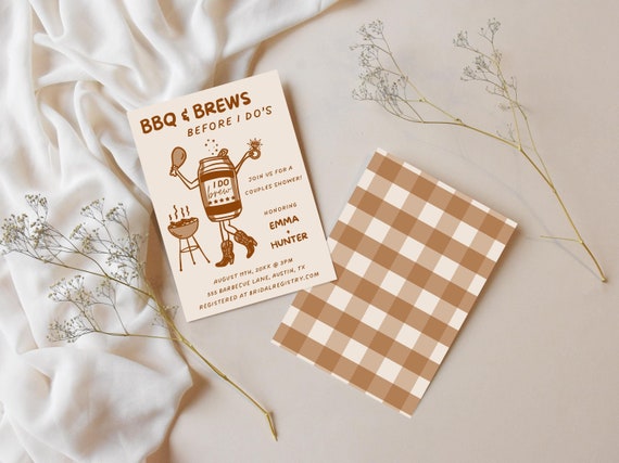 BBQ and Brews Before I Do's Invitation Template, Couples Shower Invite, Brews Before I Do, I Do BBQ, Coed Joint Shower Barbecue Invitation