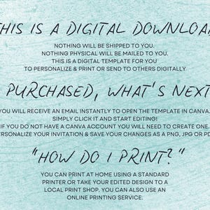 K&ouml;nnte beinhalten: Hellblauer Hintergrund mit Text, der einen digitalen Download erkl&auml;rt. Der Text enth&auml;lt Anweisungen zur Verwendung der Vorlage und beantwortet Fragen wie &bdquo;ICH HABE GEKAUFT, WAS NUN?&ldquo; und &bdquo;WIE DRUCKE ICH?&ldquo;.