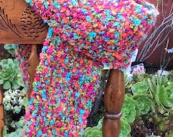 Crocheted Scarf in Bright Variegated Colors