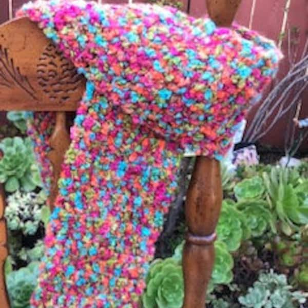 Crocheted Scarf in Bright Variegated Colors