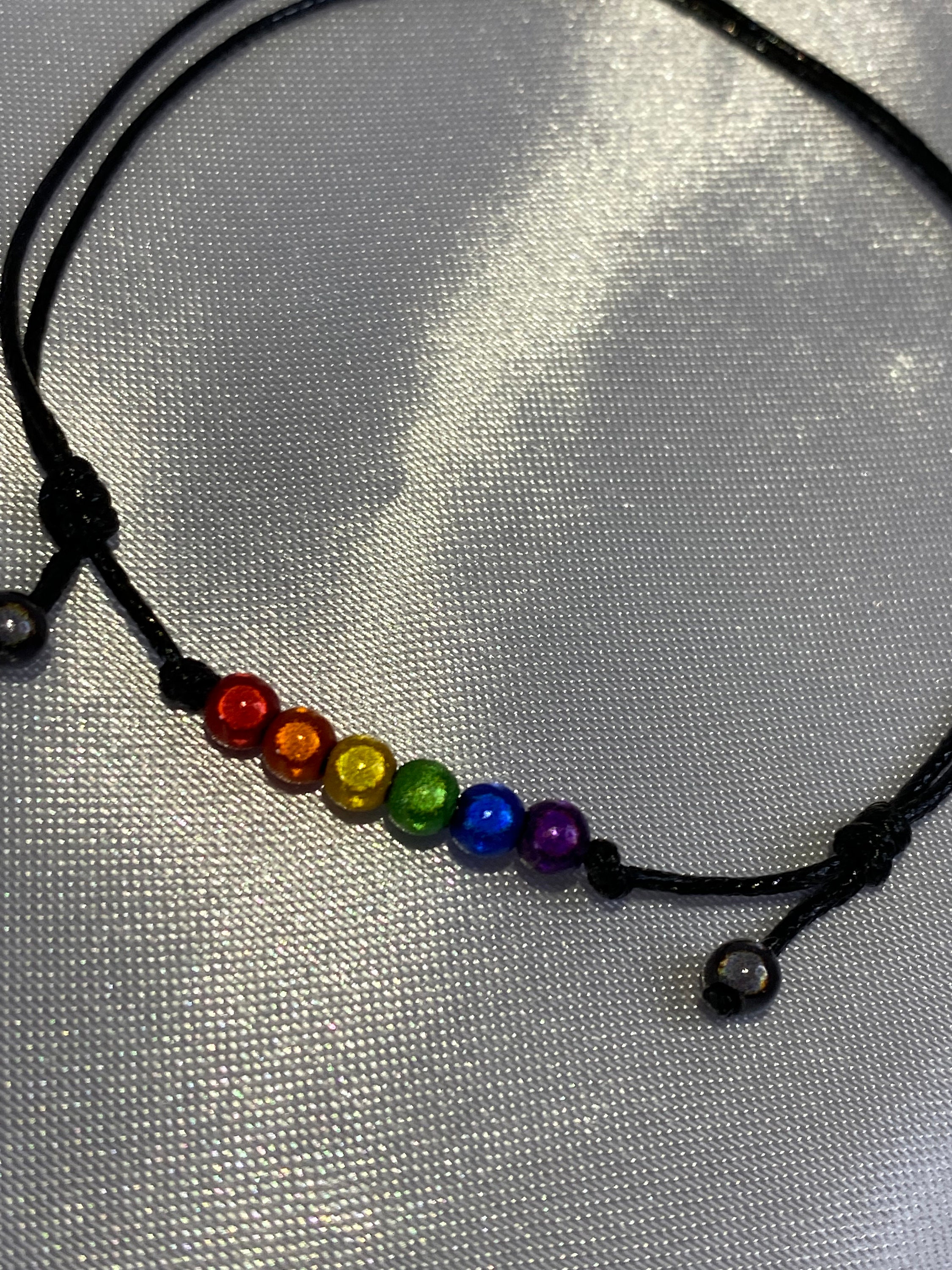 Rainbow Pride Anklet/3d Rainbow Bead Anklet/adjustable Waxed Etsy UK
