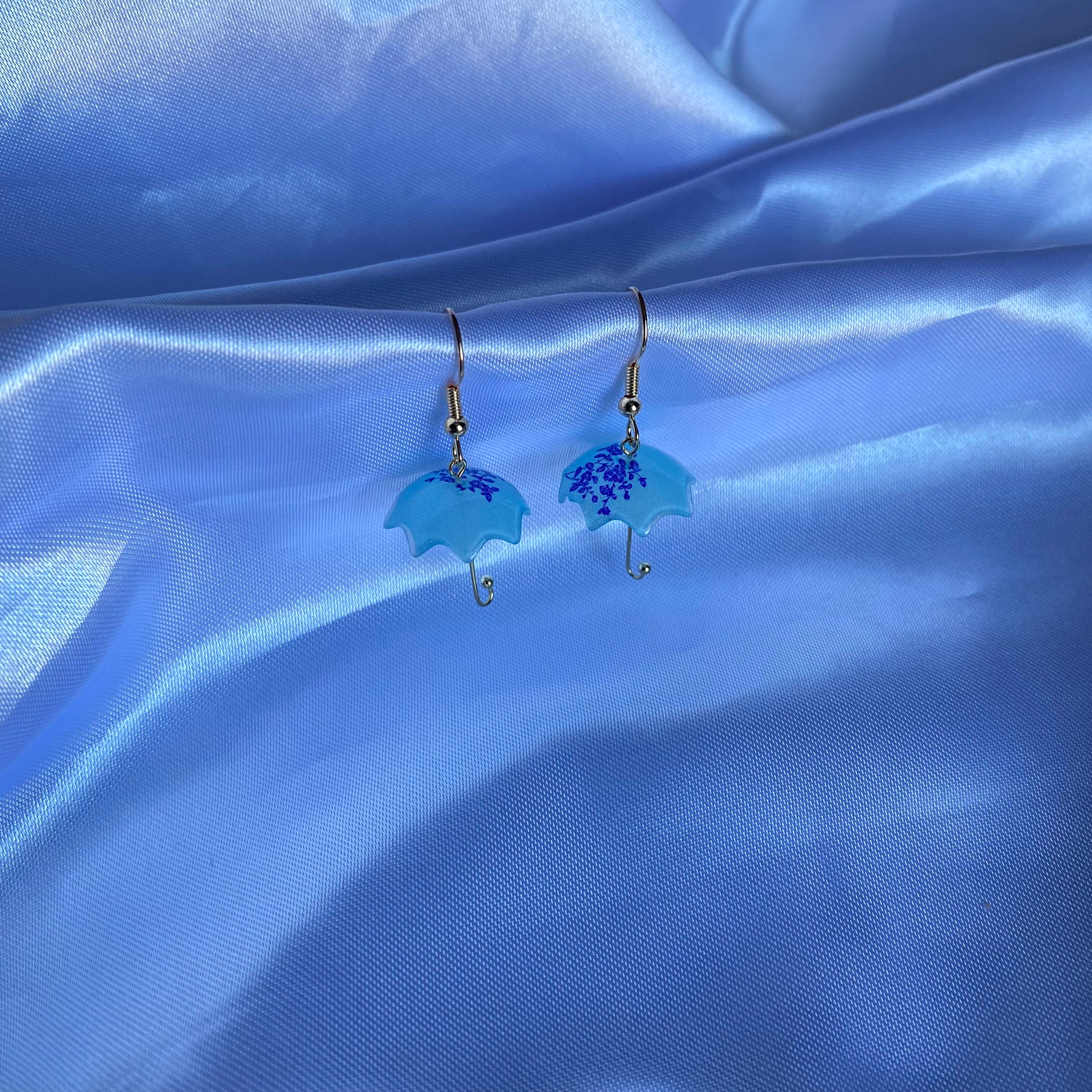 Umbrella Earrings/ Novelty Earrings/ Blue Umbrella Dangle/blue Etsy UK