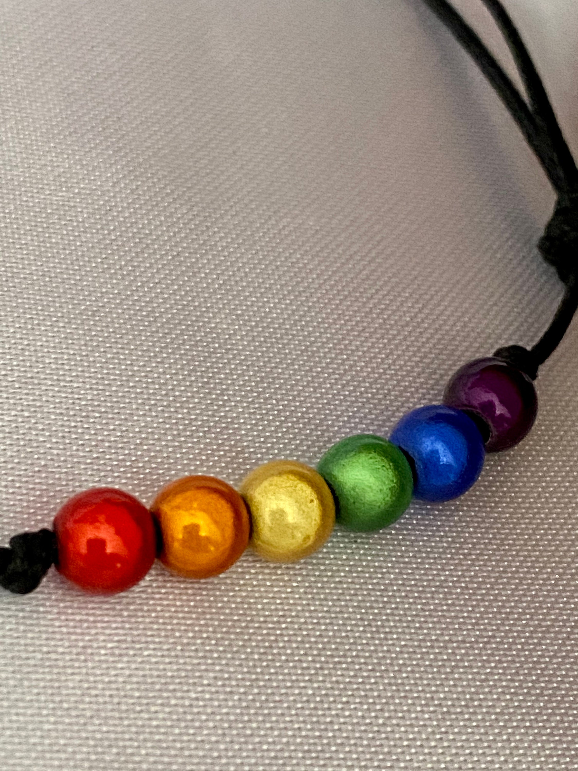 Rainbow Pride Anklet/3d Rainbow Bead Anklet/adjustable Waxed Etsy UK