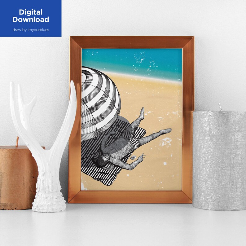 Downloadable Art, on the Beach, Printable Wall Art, Instant Digital ...
