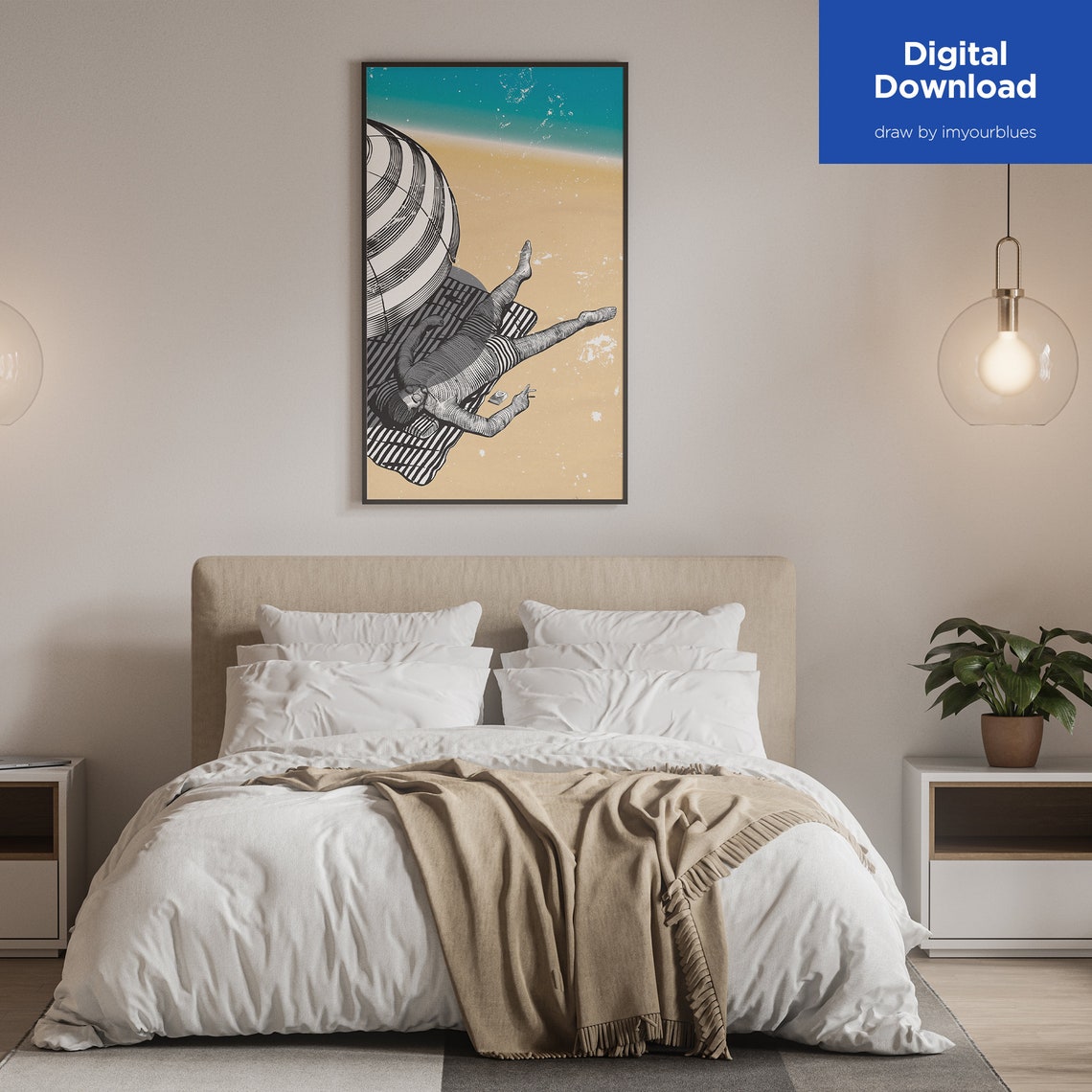 Downloadable Art, on the Beach, Printable Wall Art, Instant Digital ...