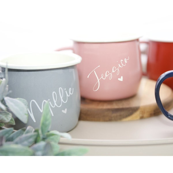 Mug ventre en émail personnalisé, tasse en émail, tasse de camping en émail, tasse de camping-car en émail, tasse de fête des mères, cadeau jardinage, tasse maman, cadeau ami,