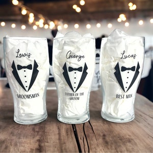 Personalised Best Man Pint Glass, Groomsman Gift