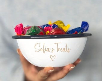 Personalized Enamel Snack Bowl: Custom Treat Bowl, Girl's Night In