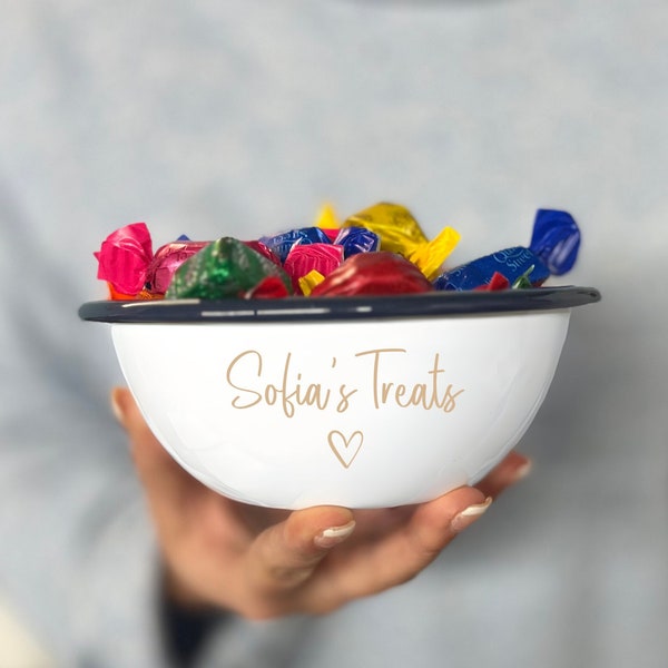 Personalised Enamel Snack Bowl, Girl's Night In, Snack Bowl,  Birthday Gift for Her, TV Snack Bowl, Movie Night, Family Night In, Treat Bowl