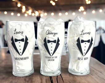 Personalised Best Man Pint Glass, Groomsman Gift