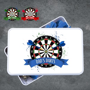 personalised darts tin, tin for darts, gift for darts player, fathers day gift for dart player, personalised darts case