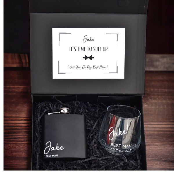Personalised Best Man Gift, Groomsman Gift, Thank You For Being My Best Man, Best Man Gift and Box, Best Man Proposal, Best Man Flask, Usher