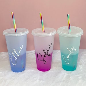 Colour Changing Cold Cup, Mermaid Cup, Starbucks Colour Changing Cup, Personalised Cold Cup, Cup with Straw, Stocking Filler, Party Favour