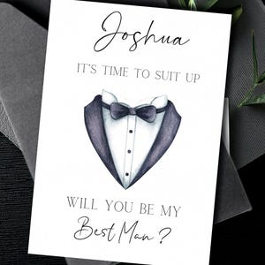 Cartão de pedido de casamento para padrinho de casamento, você quer ser meu padrinho de casamento, cartão de padrinho de casamento, cartão de padrinho de casamento, você quer ser meu padrinho de casamento, é hora de se vestir, cartão de pedido de casamento