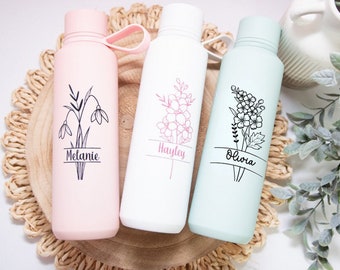 Birth Flower Water Bottle, Gift for Mum, Mother's Day Gift, Personalised Water Bottle, Mums Gift, Birth Flower, Water Bottle, Travel Mug