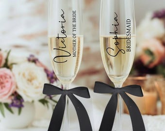 Personalised Champagne Flutes for Bridesmaid Proposal, Bridesmaid Gift,  Will You Be My Bridesmaid, Maid of Honour Gift, Wedding Party Glass