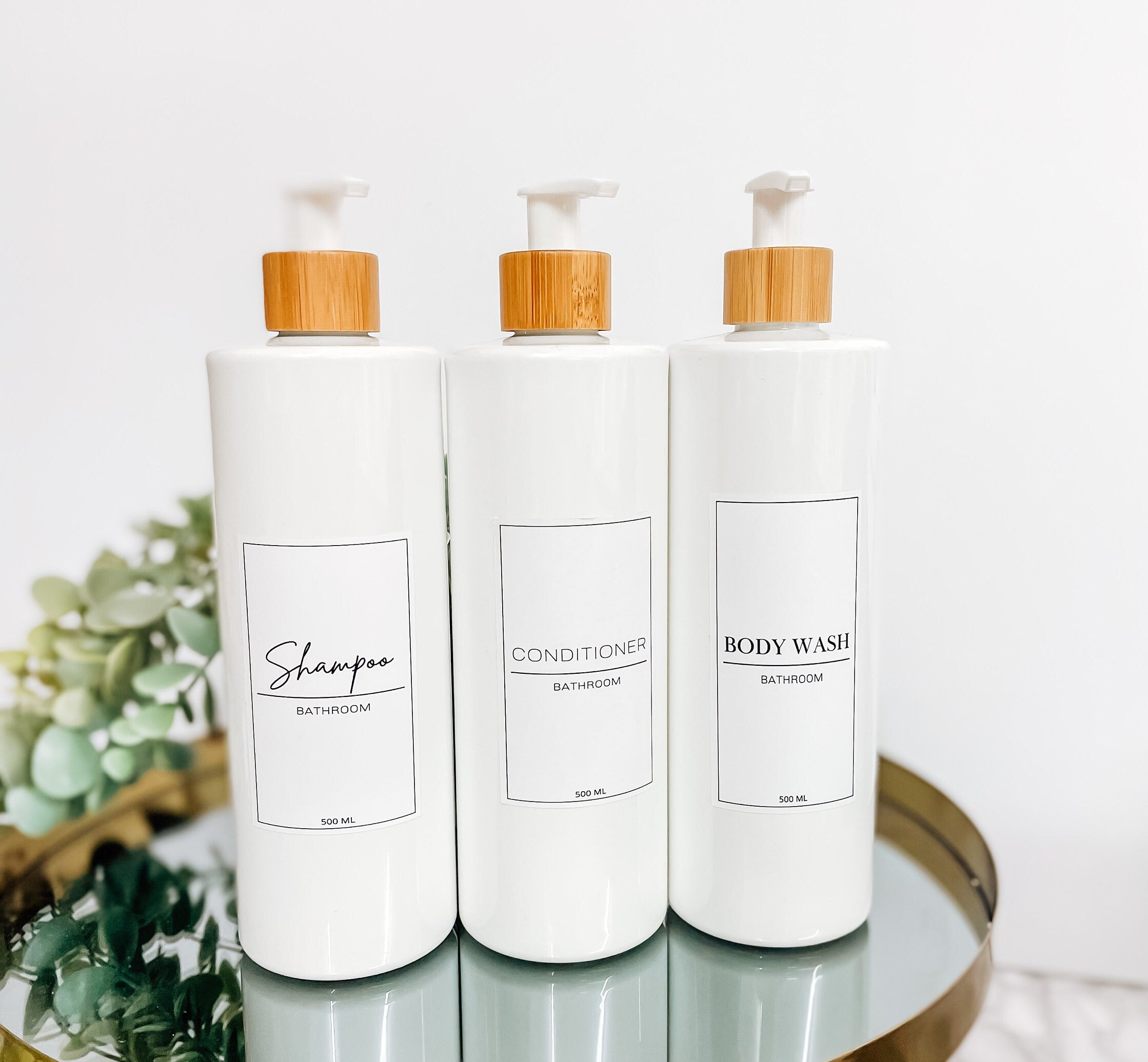 Bamboo & White Minimal White Label Shampoo and Conditioner Etsy UK