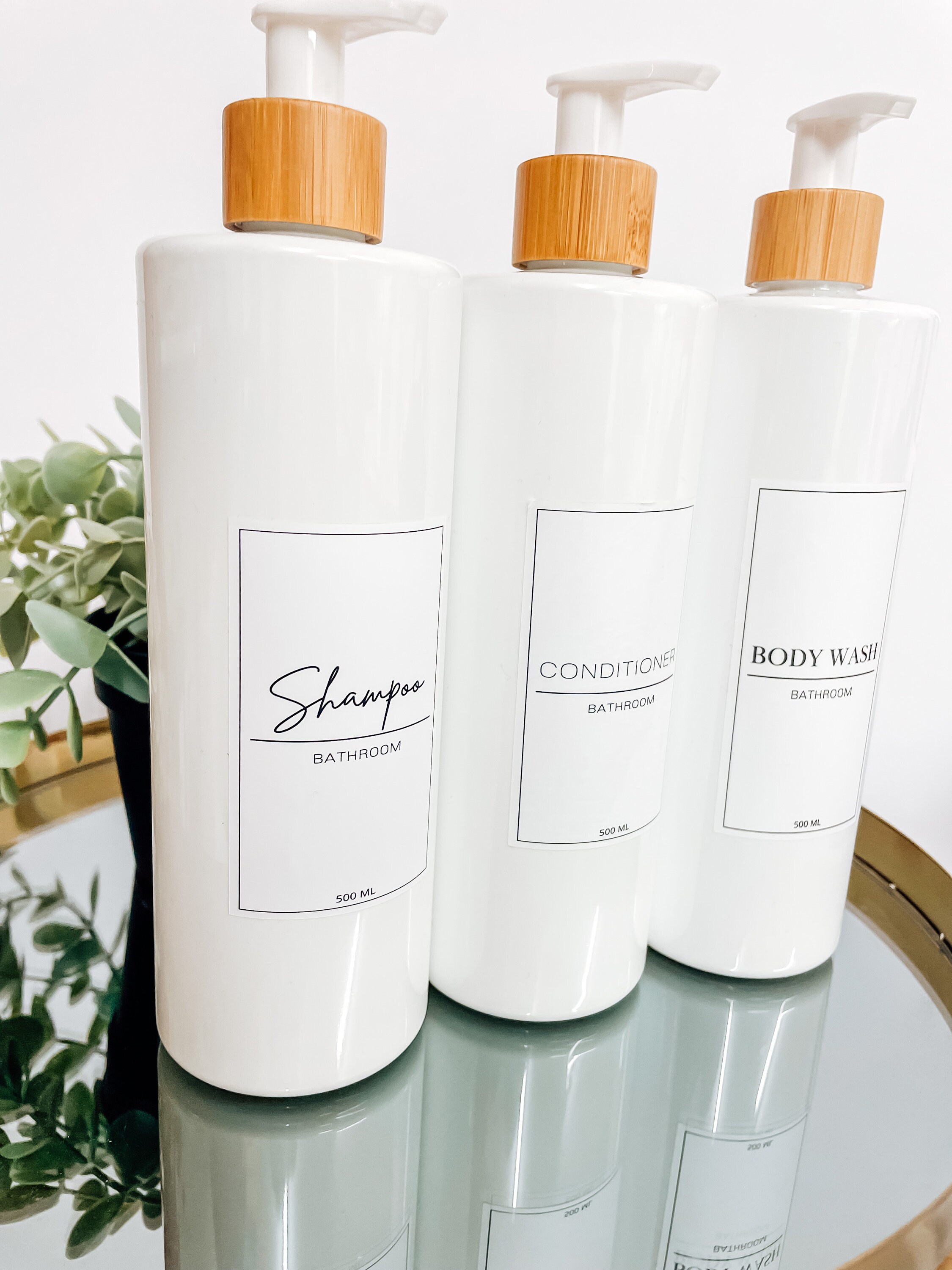 Bamboo & White Minimal White Label Shampoo and Conditioner Etsy UK