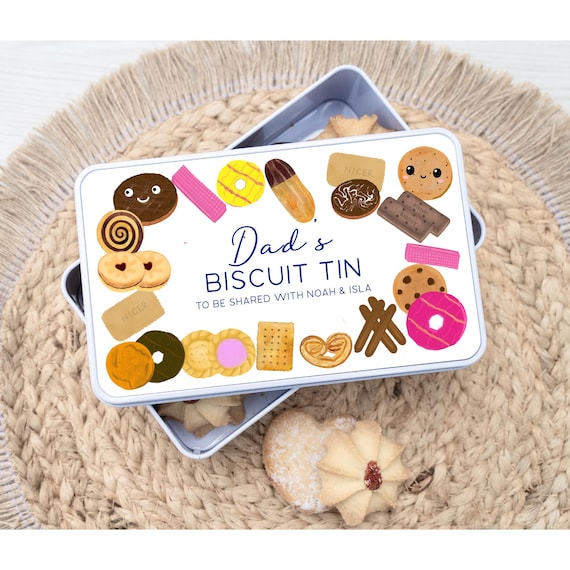 Personalised Biscuits Treat Tin, Biscuit Tin Dad, Grandads Biscuits, Daddy's Treats, Fathers Day Gift for Daddy, Dads Treats, Gift for Dad