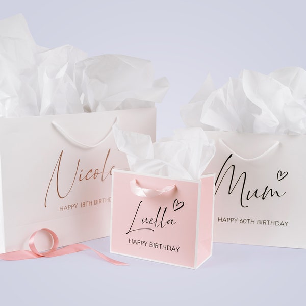 Personalisierte Geburtstags-Geschenktüte, Geburtstagsgeschenktüte Mädchen, Geburtstagstüten für Sie, Geburtstagstüten, Mama-Geschenktüte, Hochzeitsgeschenk, personalisierte Tasche