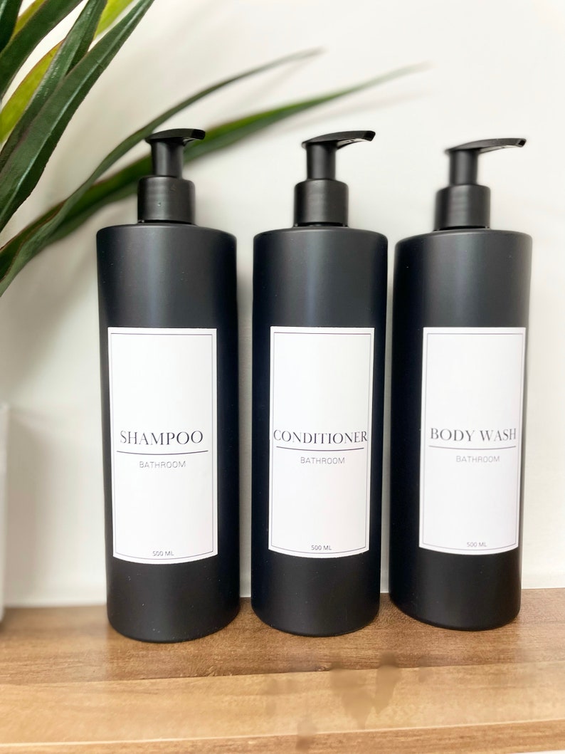 Matt Black Minimal White Label Shampoo and Conditioner Pump Etsy