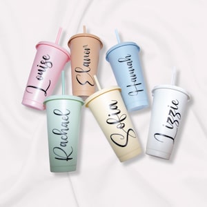 Personalised Pastel Cold Cup with Straw, Starbucks Inspired, Pastel Colours, Cup With Name, Cold Cup, 24oz Reusable Cold Cup, Starbucks Cup