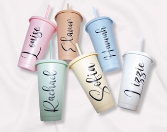 Personalised Pastel Cold Cup with Straw: 24oz Reusable Starbucks Inspired