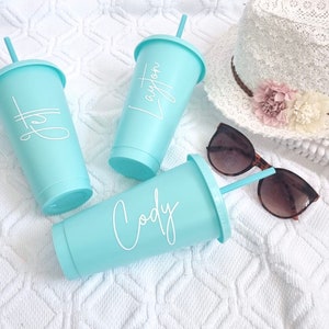 Personalised Cold Cup with Straw, Starbucks Cup, Pastel Colours, Tumbler with Straw, Cold Cup, Hen Party Cups, Bride Cup Reusable Cold Cup,p