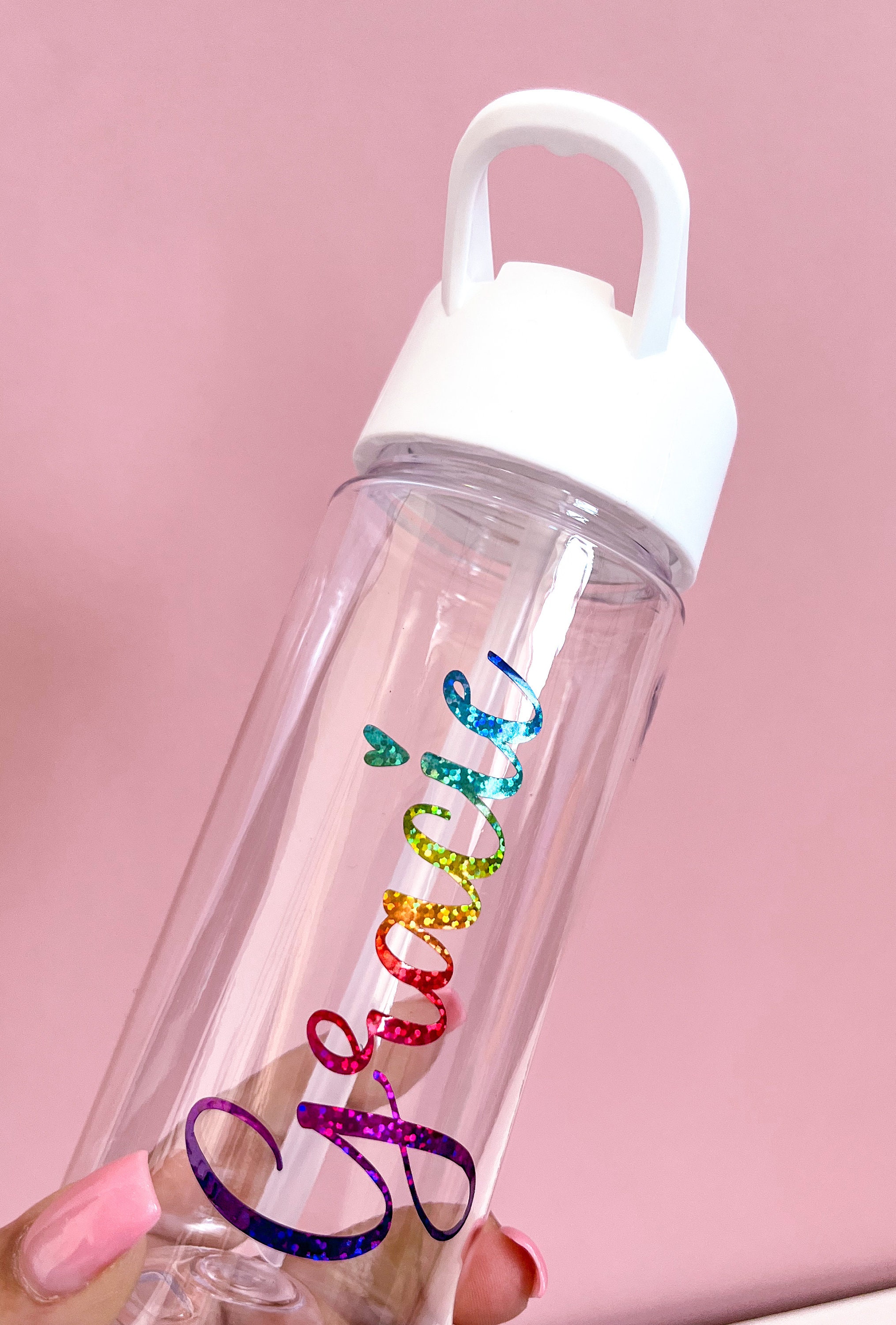  Botella de agua personalizada para niños con pajita, lindas  piñas en botellas de Tritan sin BPA esmeriladas blancas de 20 onzas para la  escuela, regalo personalizado para niñas y niños 