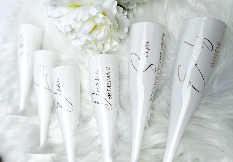 Flûtes à champagne personnalisées pour mariage : verres à prosecco blancs image 7