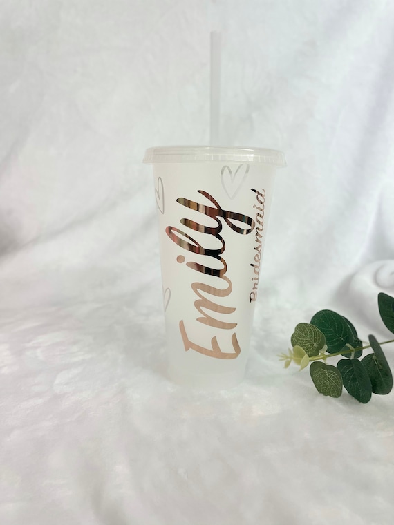 Personalised Cold Cup With Straw, Starbucks Inspired, Pastel