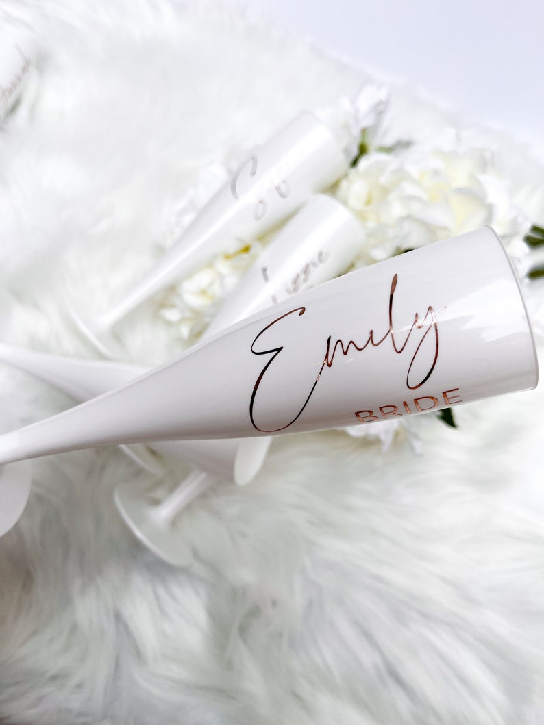 Flûtes à champagne personnalisées pour mariage : verres à prosecco blancs image 6