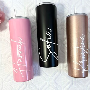 Personalised Stainless Steel Tumbler with Straw: Bridesmaid Proposal Gift