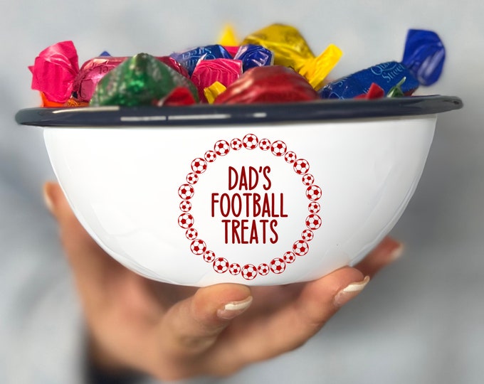 Personalised Football Treat Bowl, Gift for Dad for Fathers Day
