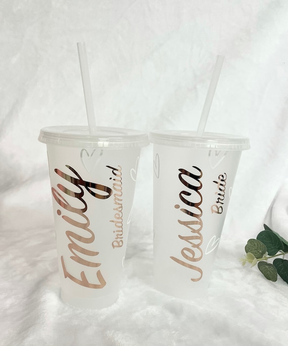 Personalised Cold Cup With Straw Bridesmaid Cups Hen Party Cups
