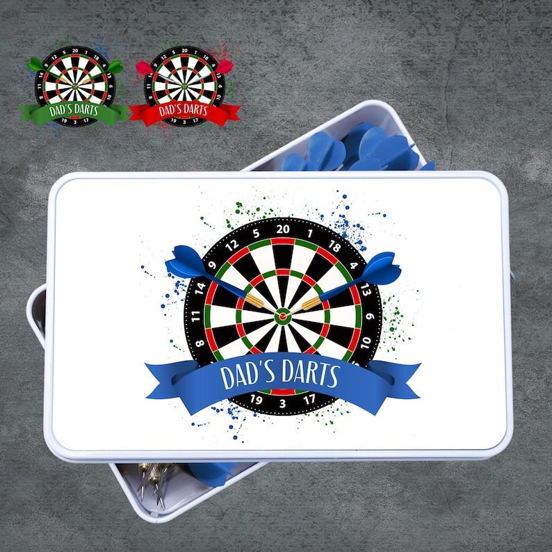 personalised darts tin, tin for darts, gift for darts player, fathers day gift for dart player, personalised darts case