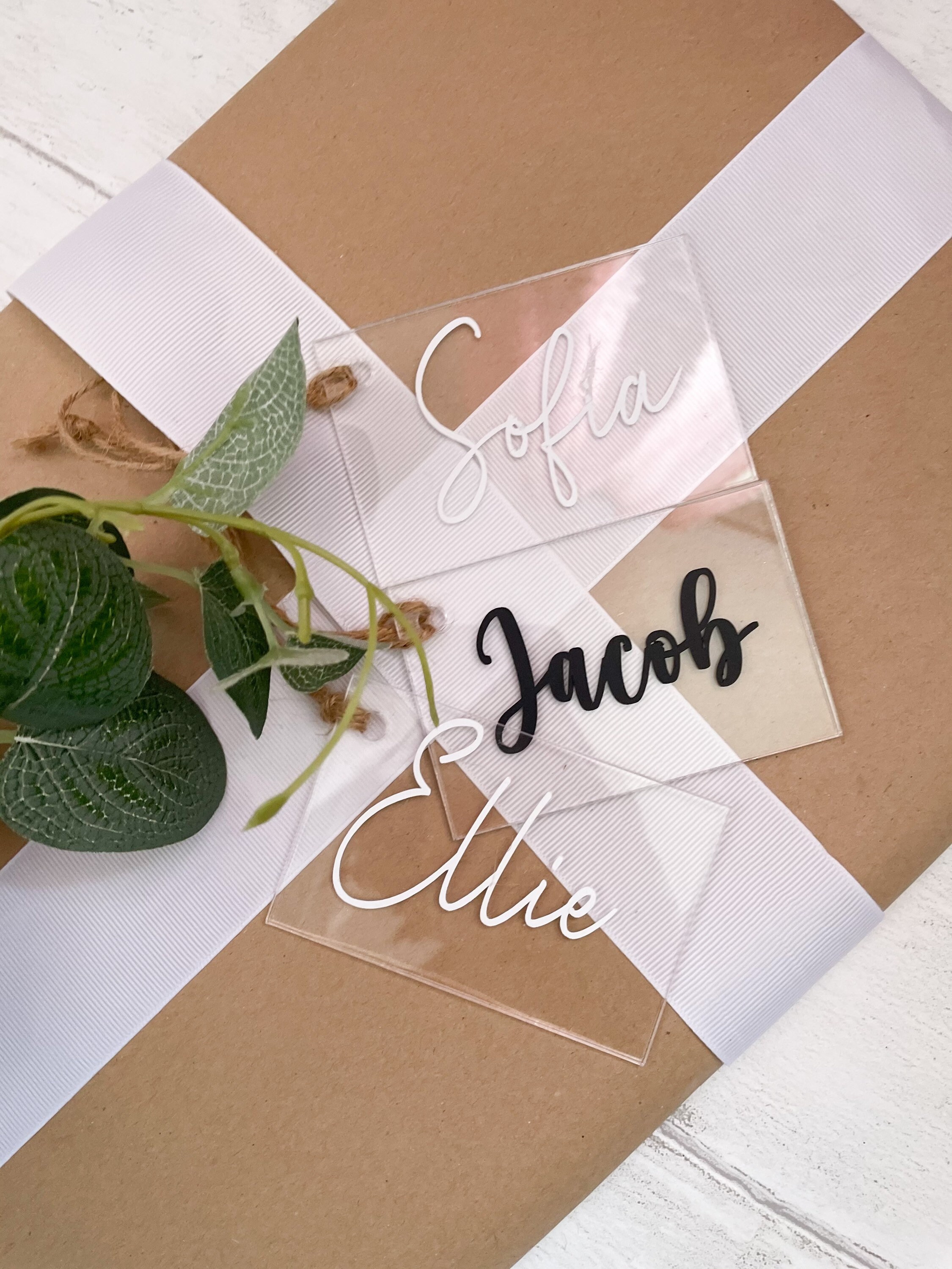Acrylic Gift Tag - personalised Custom Name Tags for presents - Weddi…