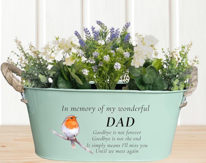 Personalised Memorial Planter: Robin Design, In Loving Memory
