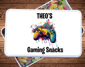 Personalised Gaming Snacks Tin, Gift for Teenage Boy, Gaming Gifts, Gift for Gamer, Treat Box, Sweet Box, Boyfriend Gift Stocking Filler Boy