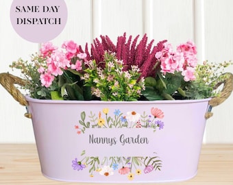 Personalised Mothers Day Planter, Gift for Birthday, Personalised Plant Pot, Grannys Garden Planter, Metal Planter, Gran Gift, Granny, Nan