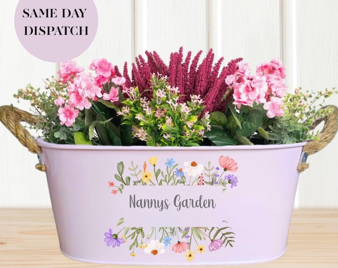 Personalised Mothers Day Planter, Gift for Birthday, Personalised Plant Pot, Grannys Garden Planter, Metal Planter, Gran Gift, Granny, Nan